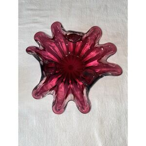 Vintage Murano Cranberry Glass Bowl